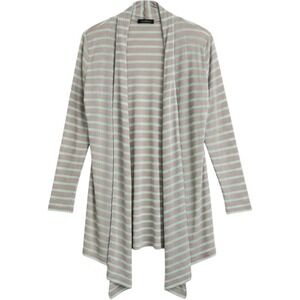 Vertigo Striped Cardigan Grey Mint Green Size M Open Hi-Lo Lightweight Layers